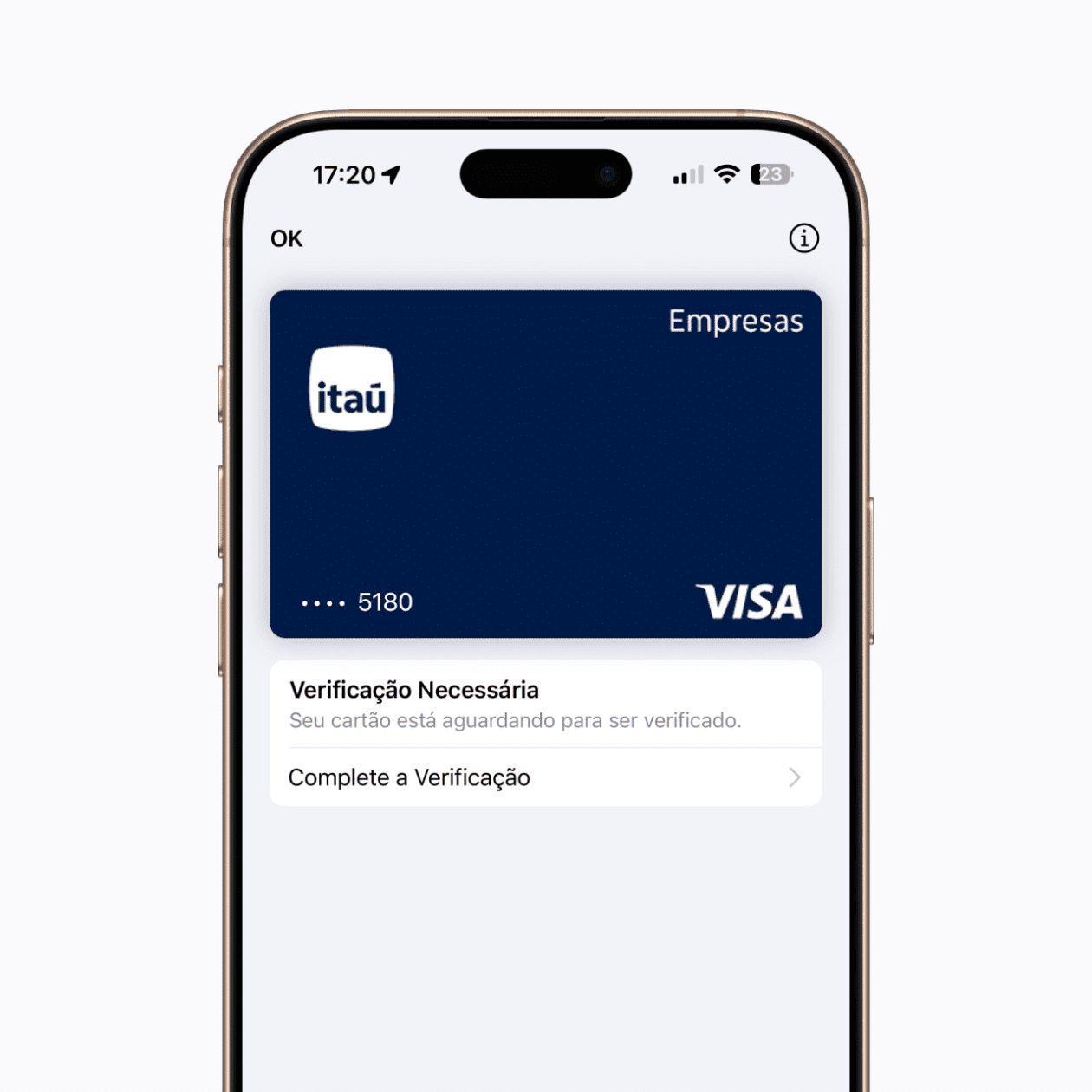 Cartão de crédito Itaú Empresas no Apple Pay