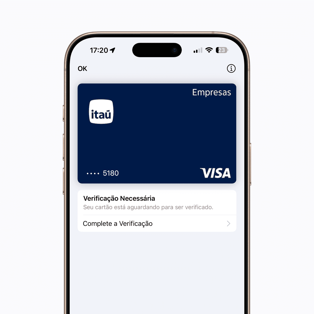 Cartão de crédito Itaú Empresas no Apple Pay