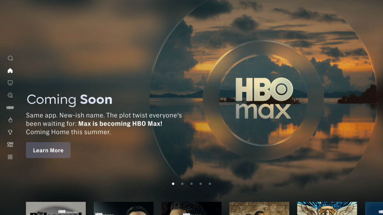 Interface do Max anunciando a mudança para HBO Max