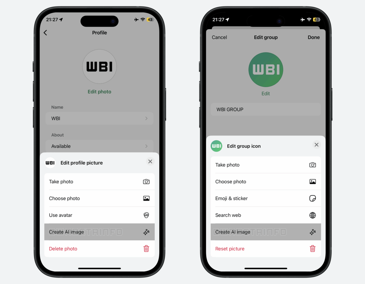 Criar fotos de perfil/ícones de grupos com IA no WhatsApp