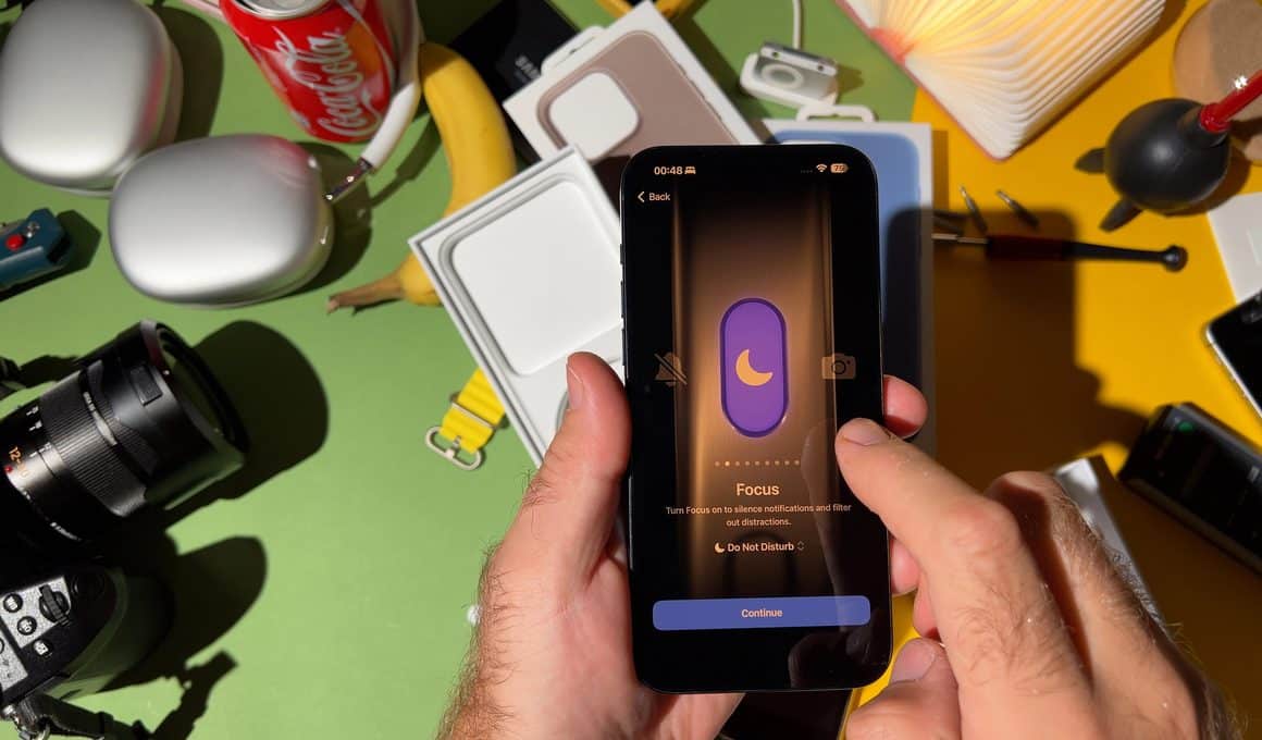 Modo Foco no Botão de Ação do iPhone