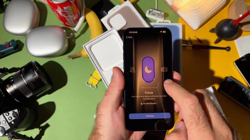 Modo Foco no Botão de Ação do iPhone