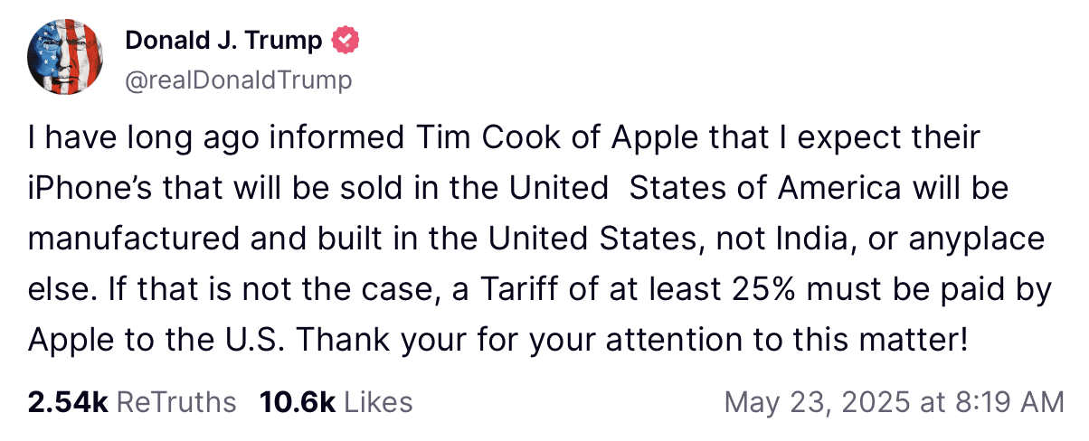 Publicação de Trump