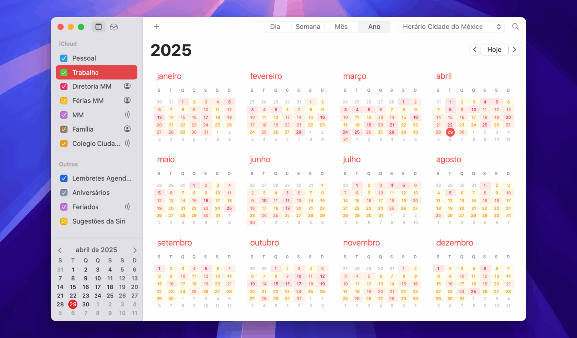 App Calendário no macOS
