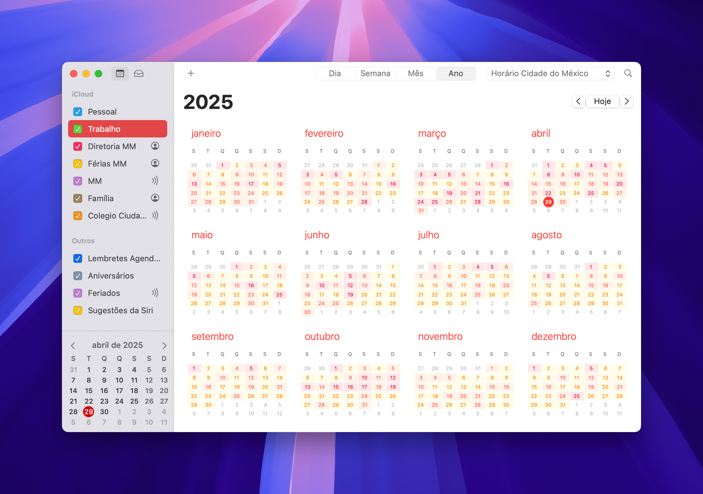 App Calendário no macOS