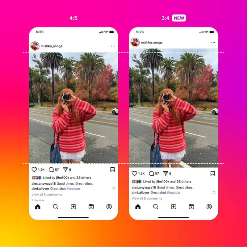 Nova proporção das fotos no Instagram