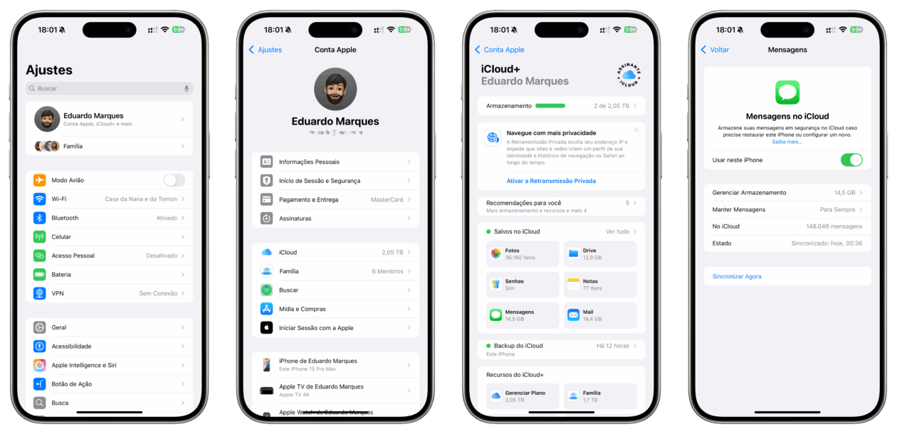 Sincronizar mensagens no iMessage