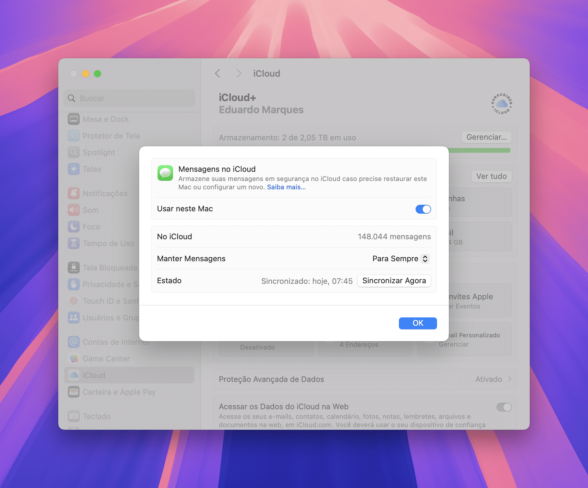 Sincronizar mensagens no iMessage