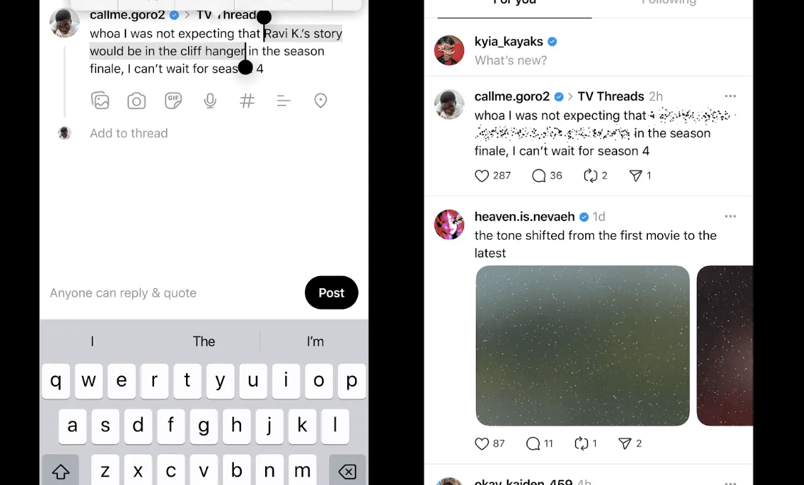 Threads testa ferramenta para esconder spoilers de filmes e séries