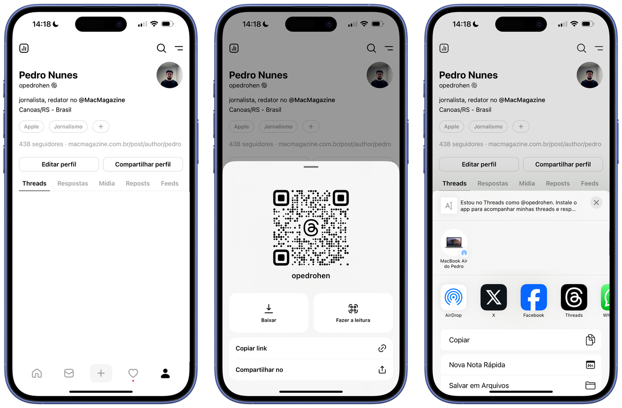Como gerar um código QR do seu perfil no Threads pelo iPhone