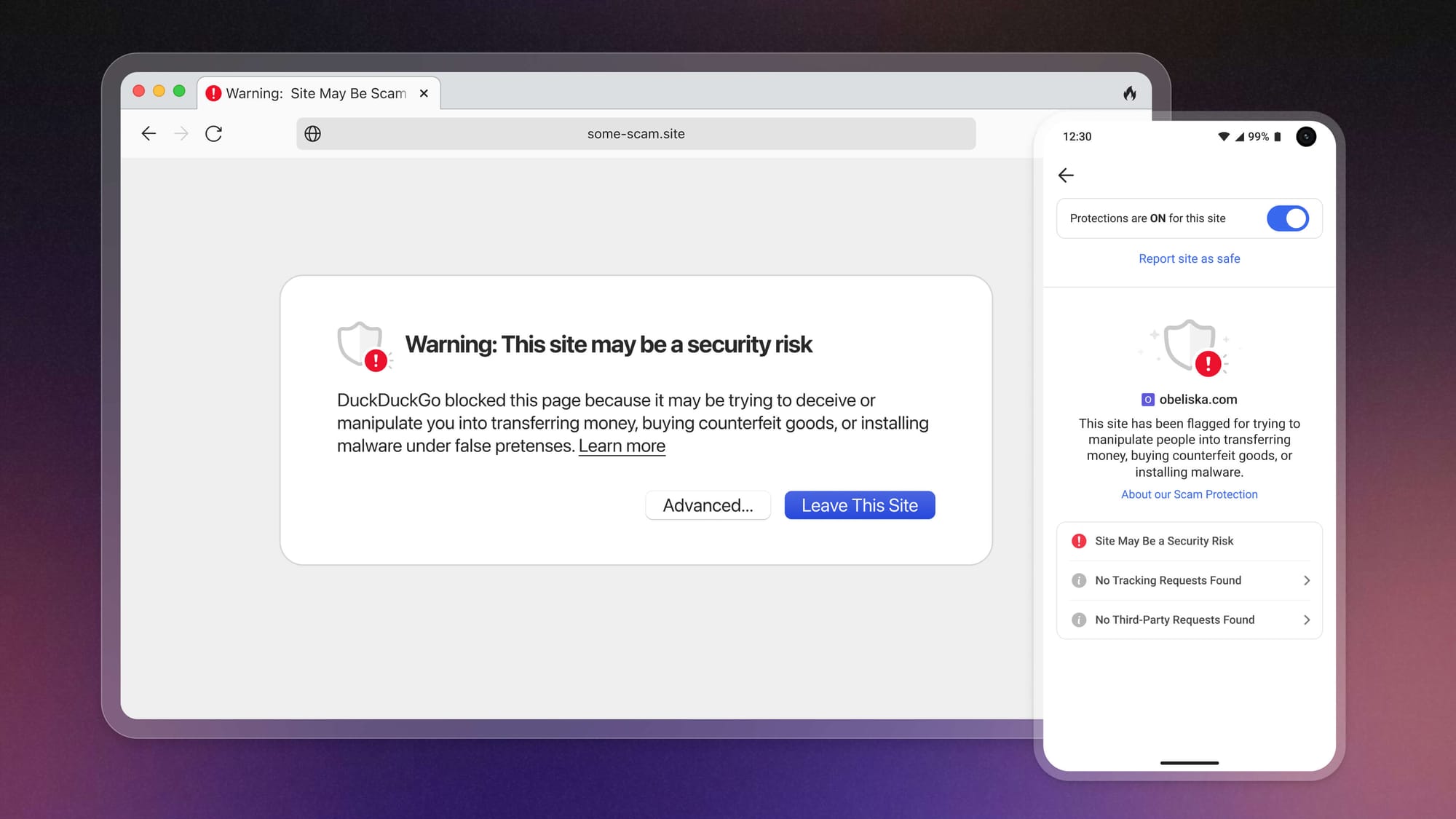 Scam Blocker, do DuckDuckGo