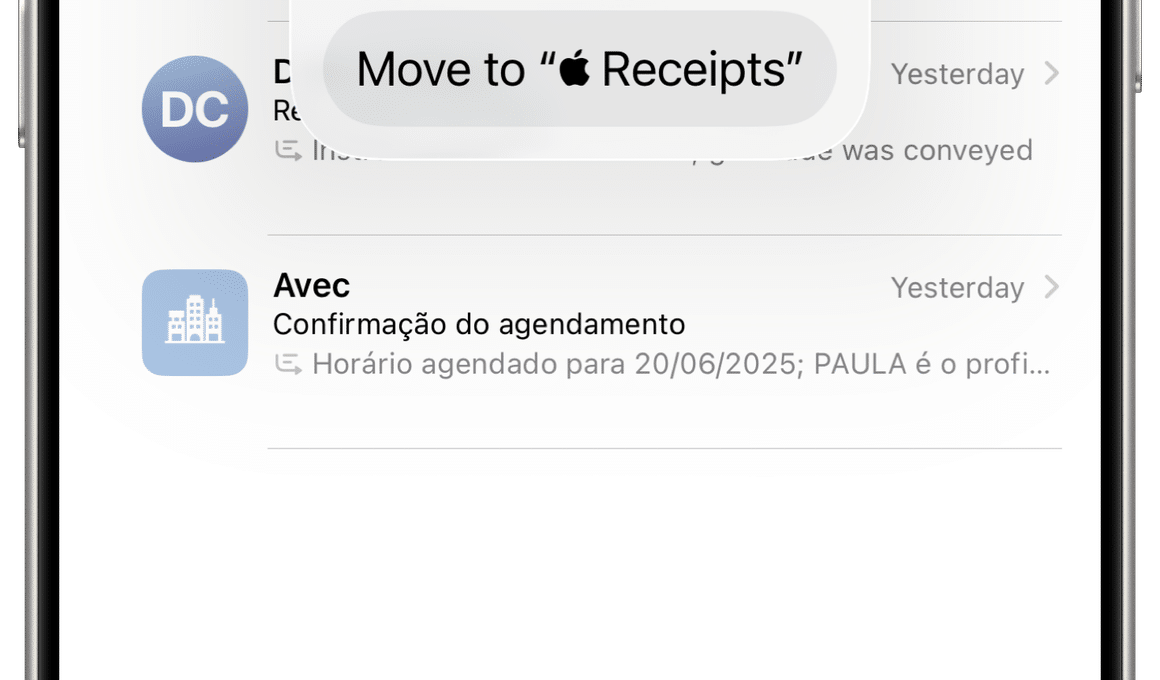 Interface para arquivar mensagens no Mail