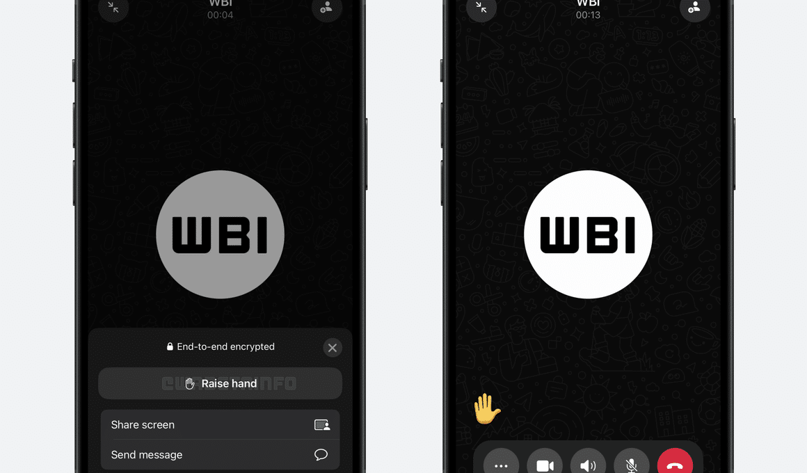 Recurso de levantar mão em chamadas do WhatsApp