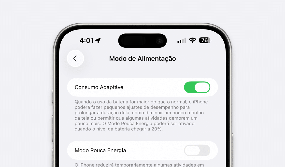 Consumo Adaptável do iOS 26