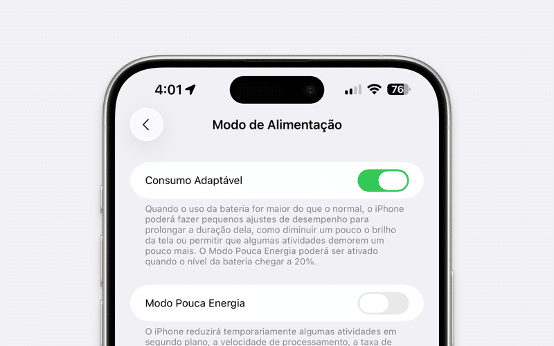 Consumo Adaptável do iOS 26