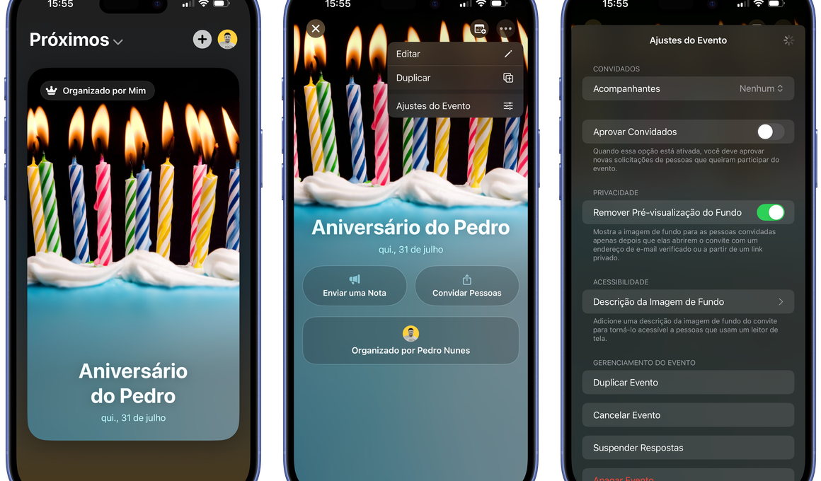 Desabilitar imagem de fundo no Convites