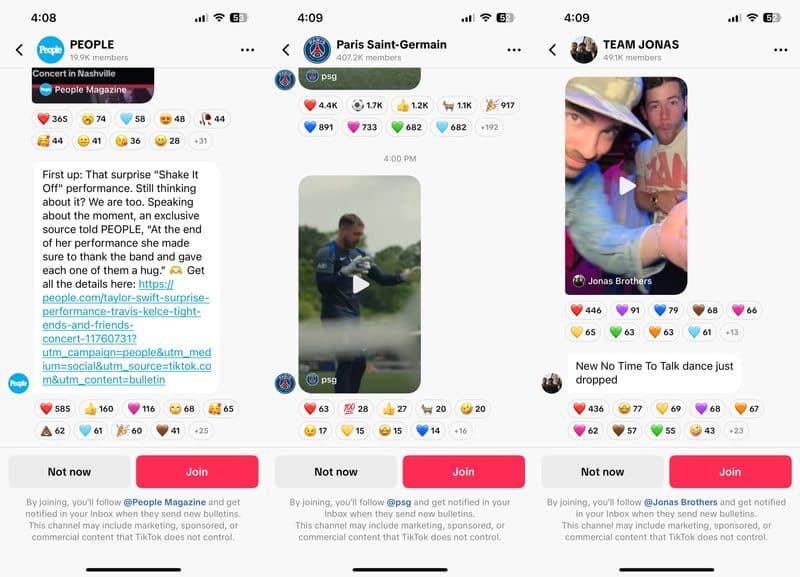 Quadro de Avisos, recurso de testes do TikTok