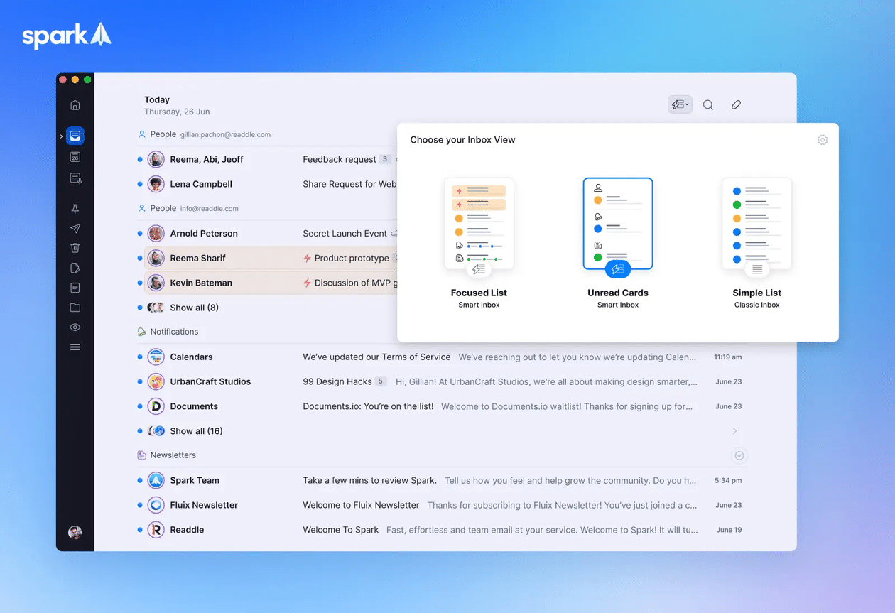Spark para desktop reintroduz caixas clássicas e suporte a múltiplas janelas