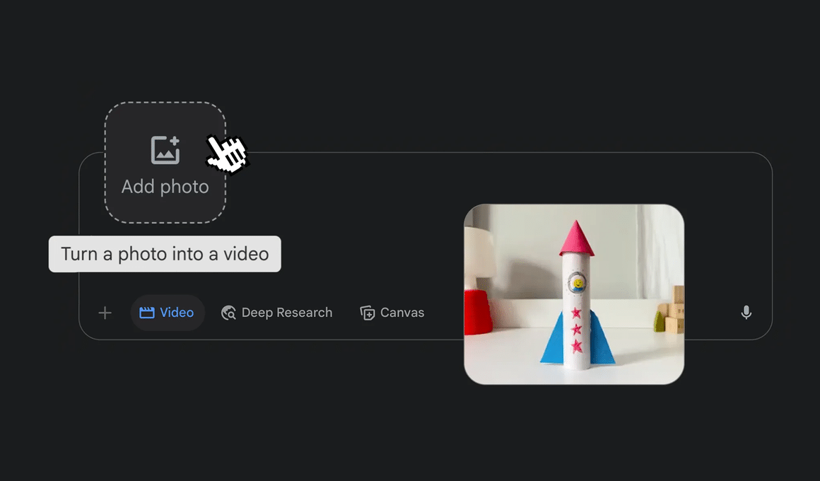 Gemini agora transforma foto em vídeo