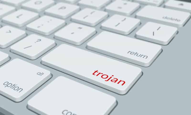 Trojan escrito em uma tecla de teclado