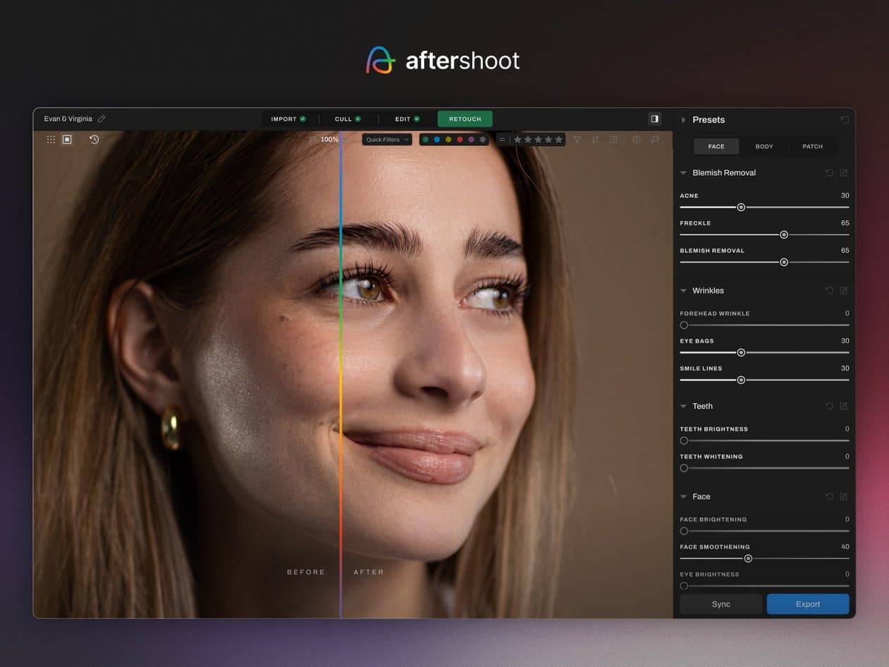Aftershoot AI Retouching