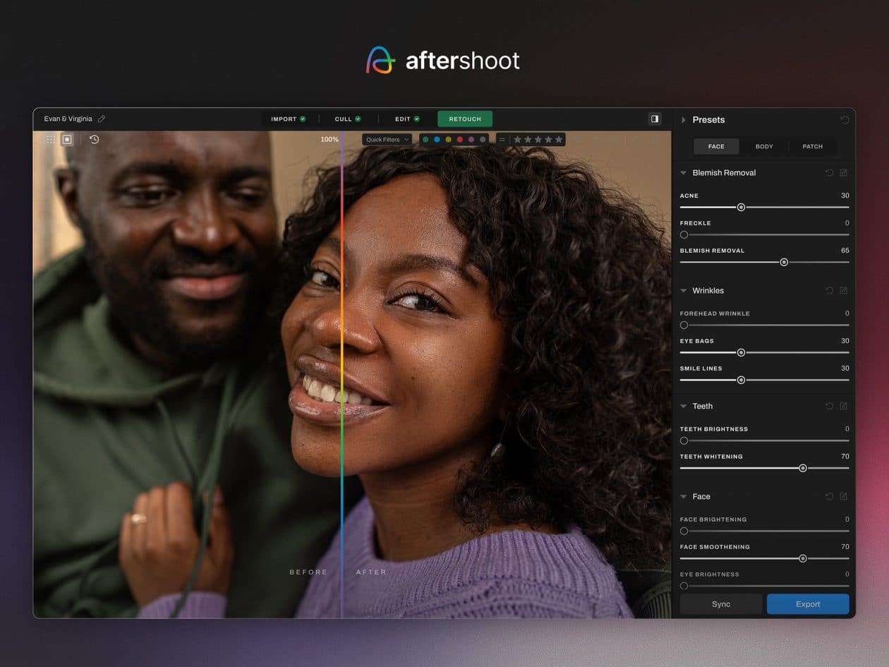 Aftershoot AI Retouching