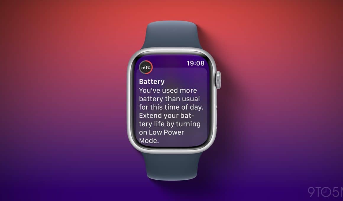 Aviso de consumo de bateria no Apple Watch com watchOS 26