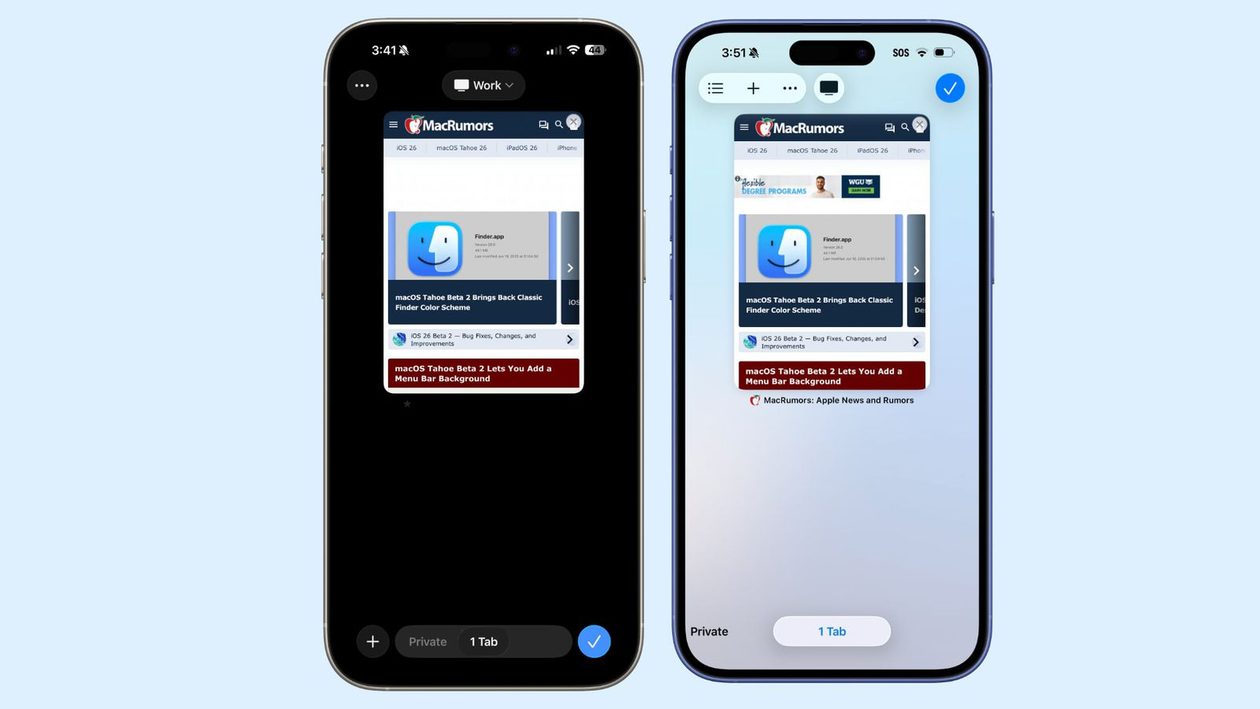 Mudança no Safari - beta 2