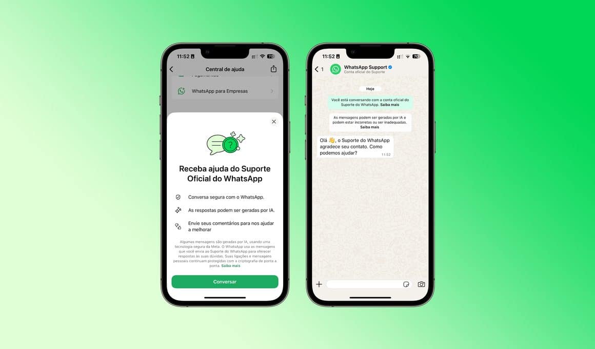 Suporte no WhatsApp beta
