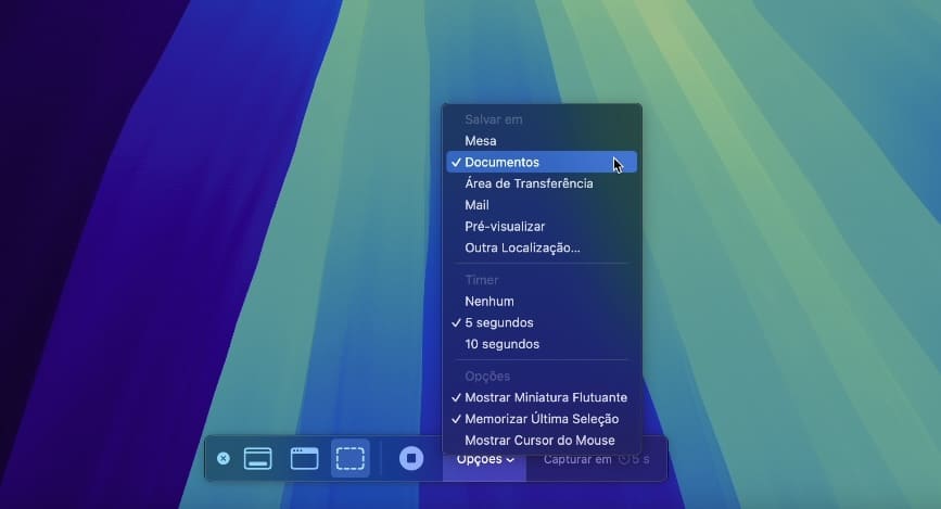 Captura de tela no Mac