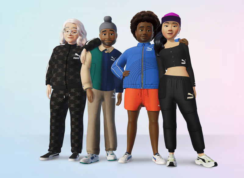 Avatares da Meta com roupas da Puma