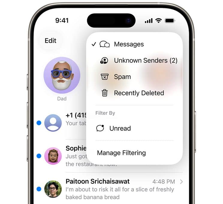 Mensagens no iOS 26
