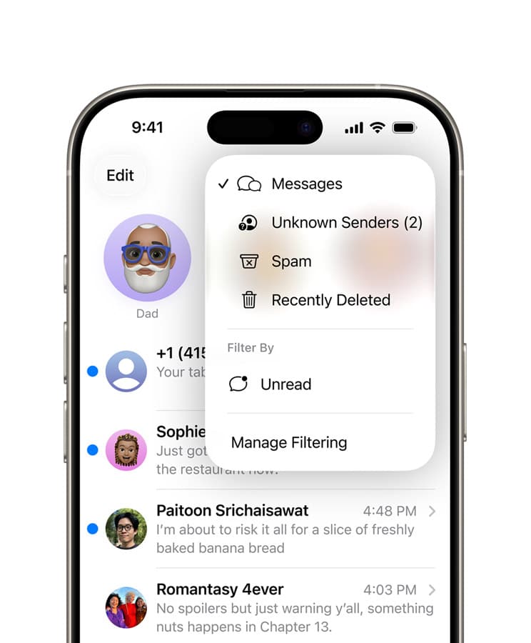 Mensagens no iOS 26