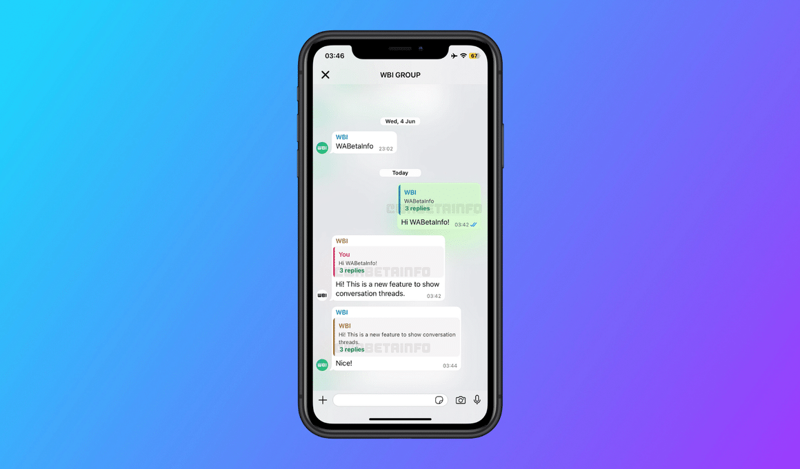 WhatsApp começa a testar organização de respostas por tópicos no iOS
