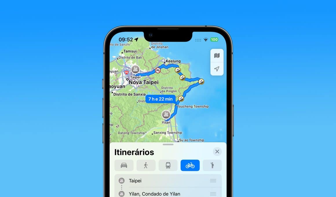 Itinerários de bicicleta do Apple Maps