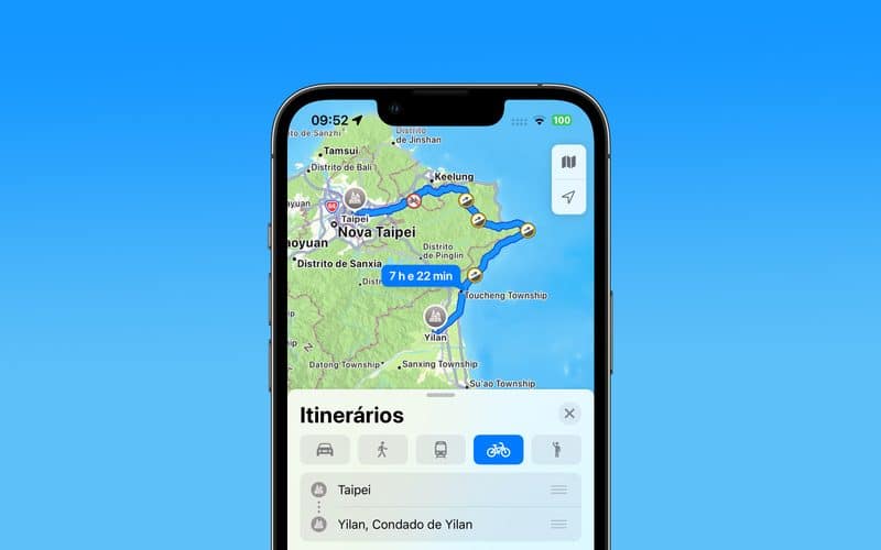 Itinerários de bicicleta do Apple Maps