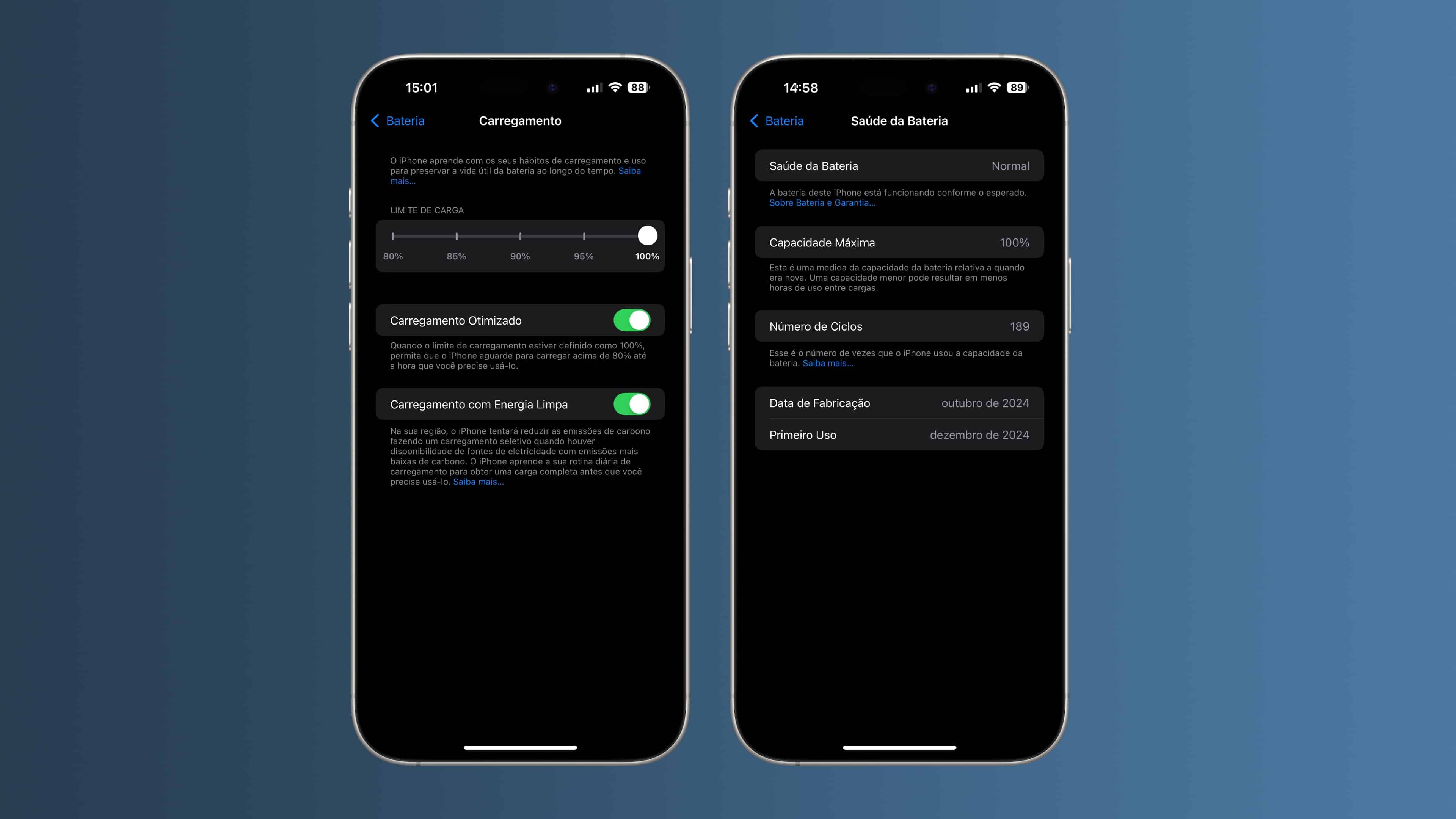 Saúde da Bateria e Limite de Carga do iPhone
