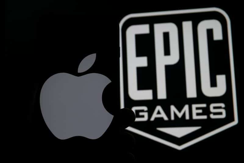Logos da Apple e da Epic Games