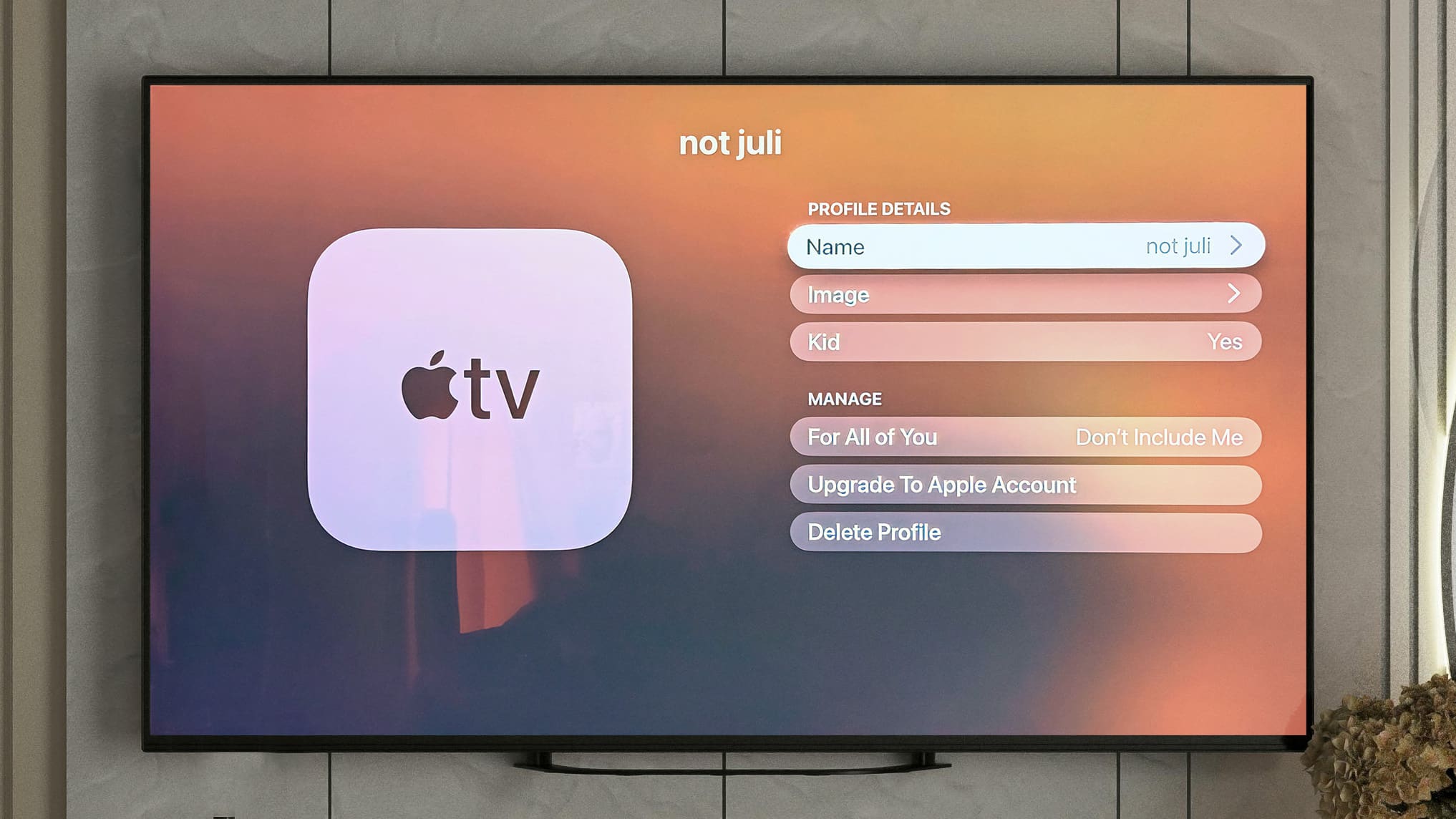 tvOS 26.2 permitirá criar perfis (incluindo infantis) sem uma