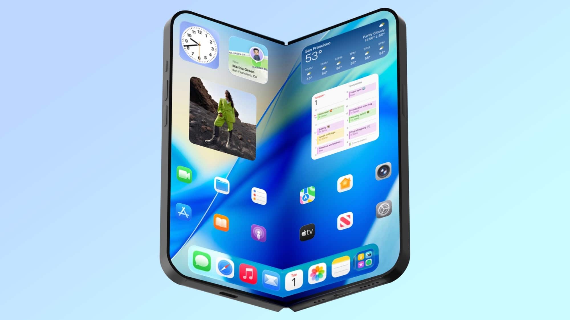 Mockup de iPhone dobrável