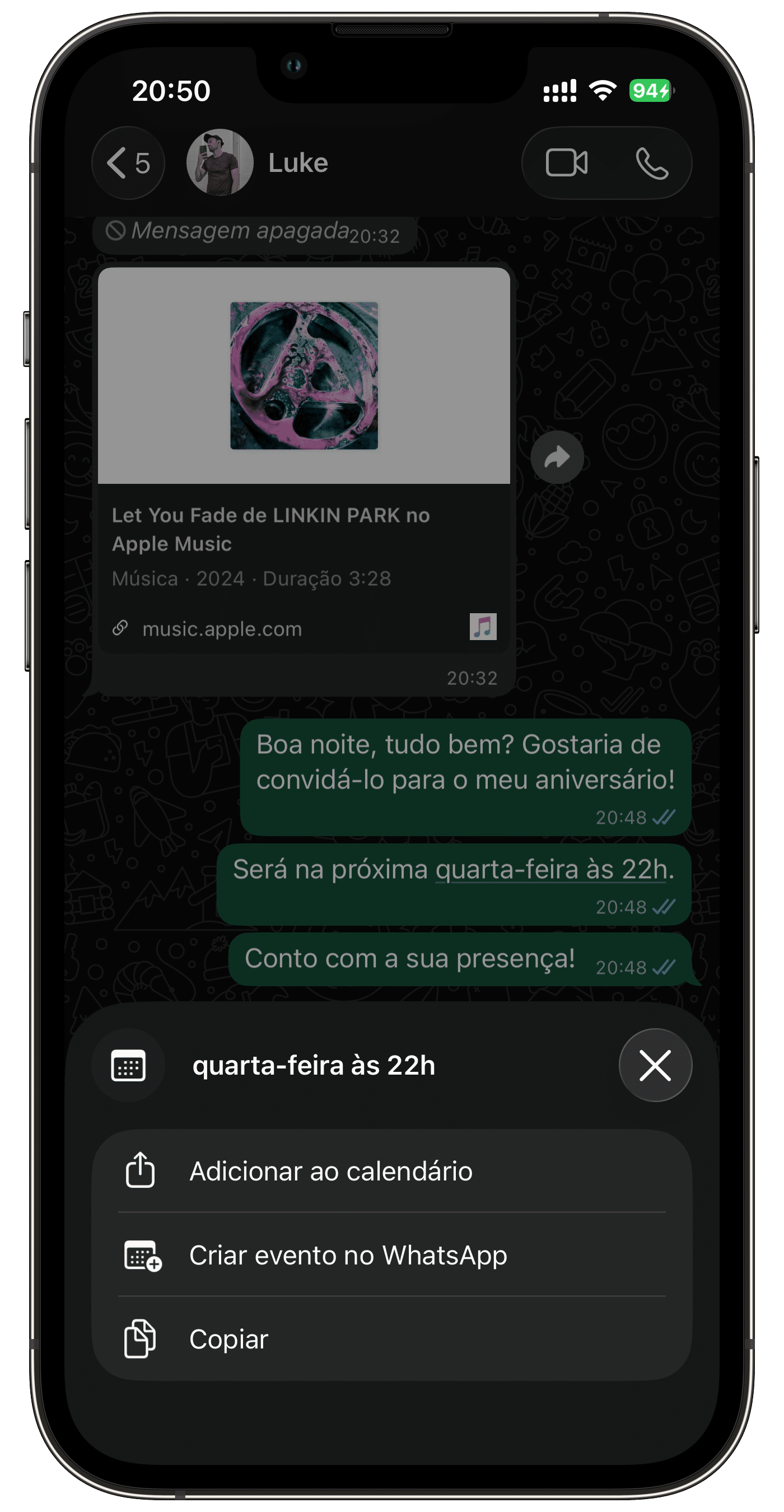Integração do Calendário da Apple