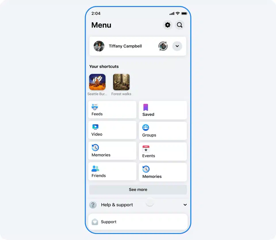 hub centralizado de suporte da Meta