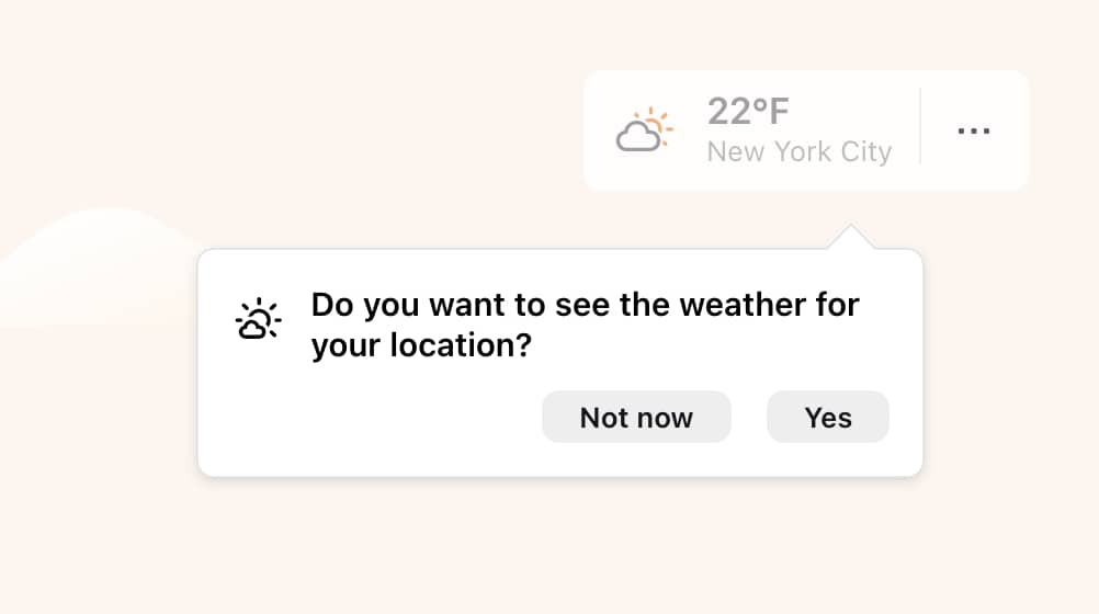 Nova aba de previsão do tempo do Firefox