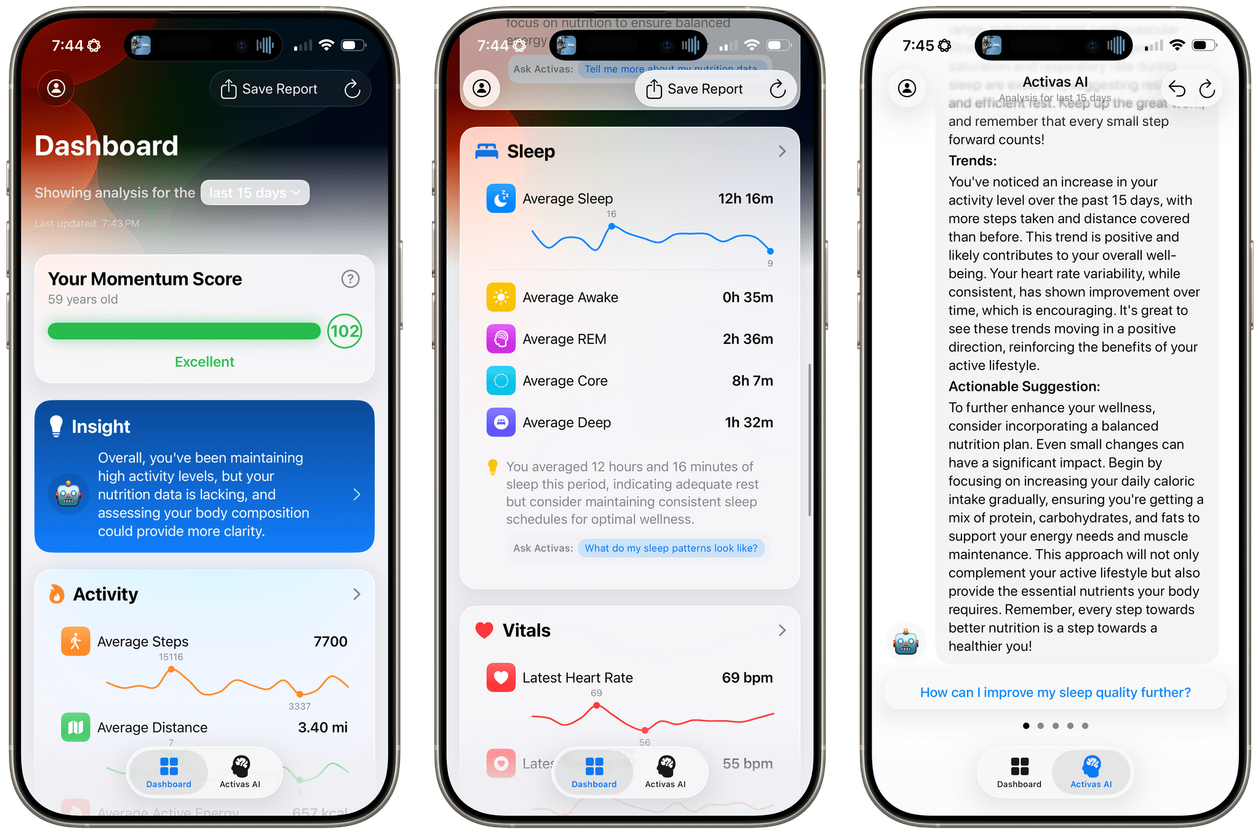 Activas é um cliente de saúde para iOS alimentado por IA