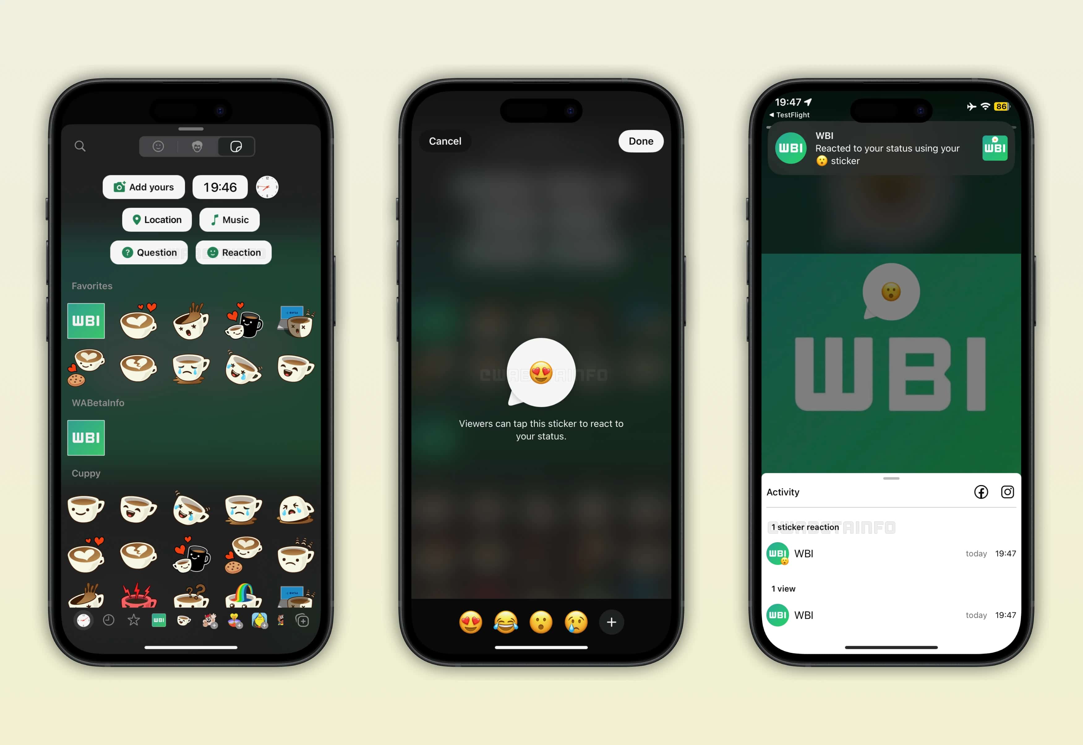 Reações em status no WhatsApp