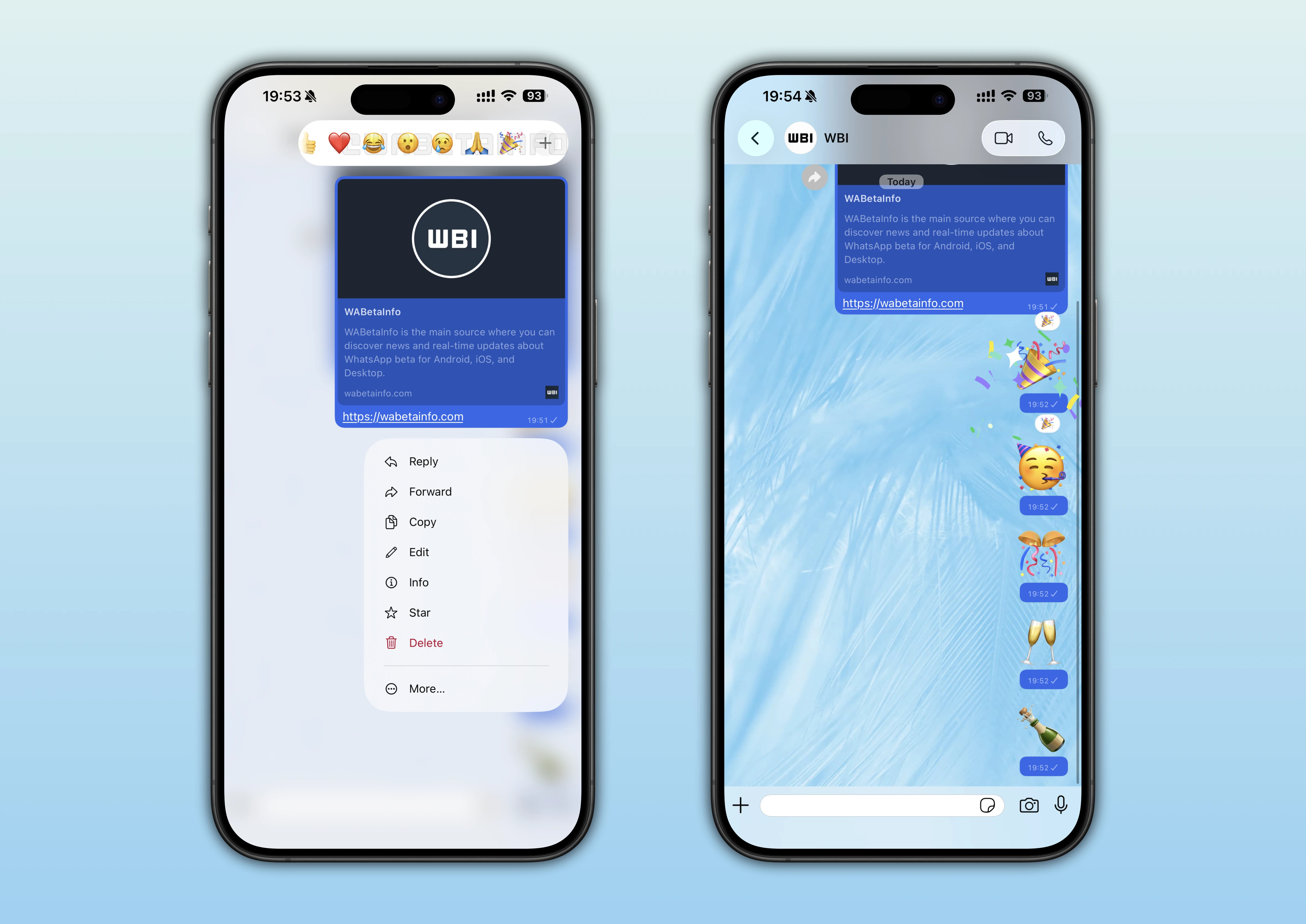 Animação para reações festivas no WhatsApp