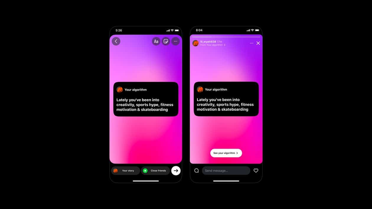 Recomendações do algoritmo do Instagram