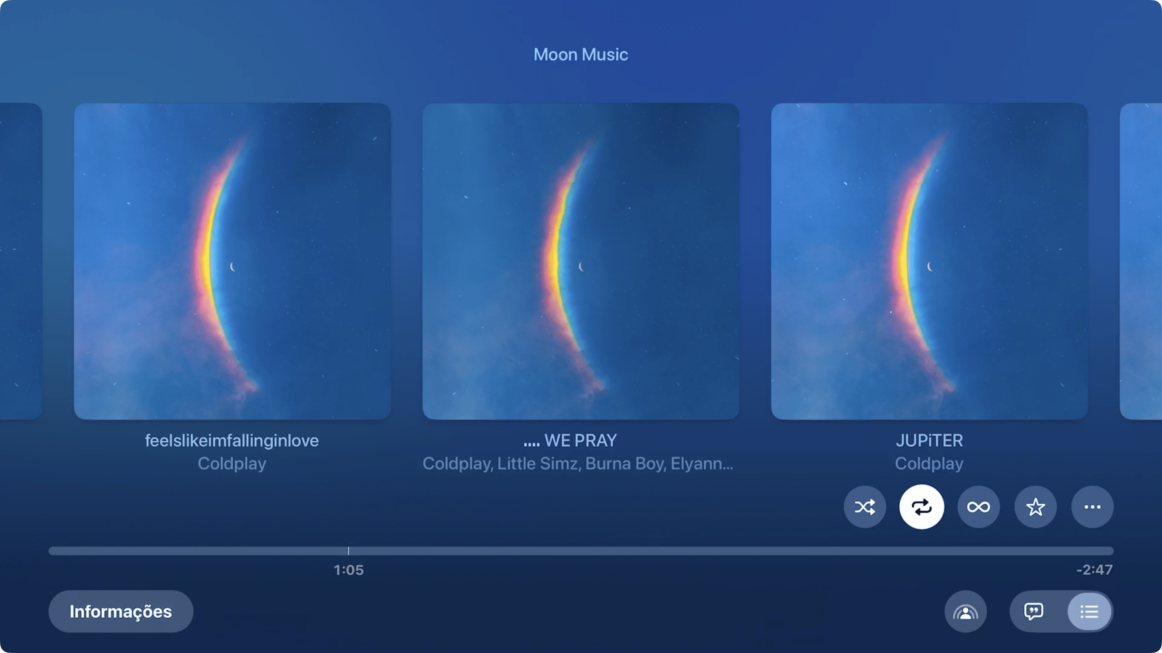 Repetição de músicas no Apple Music pela Apple TV