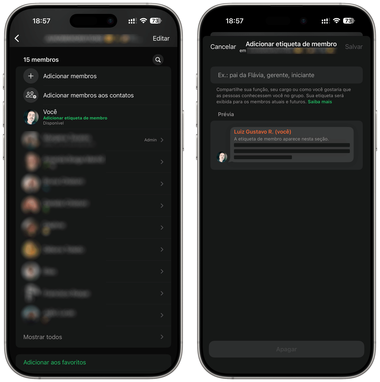 Etiqueta para membros de grupos do WhatsApp