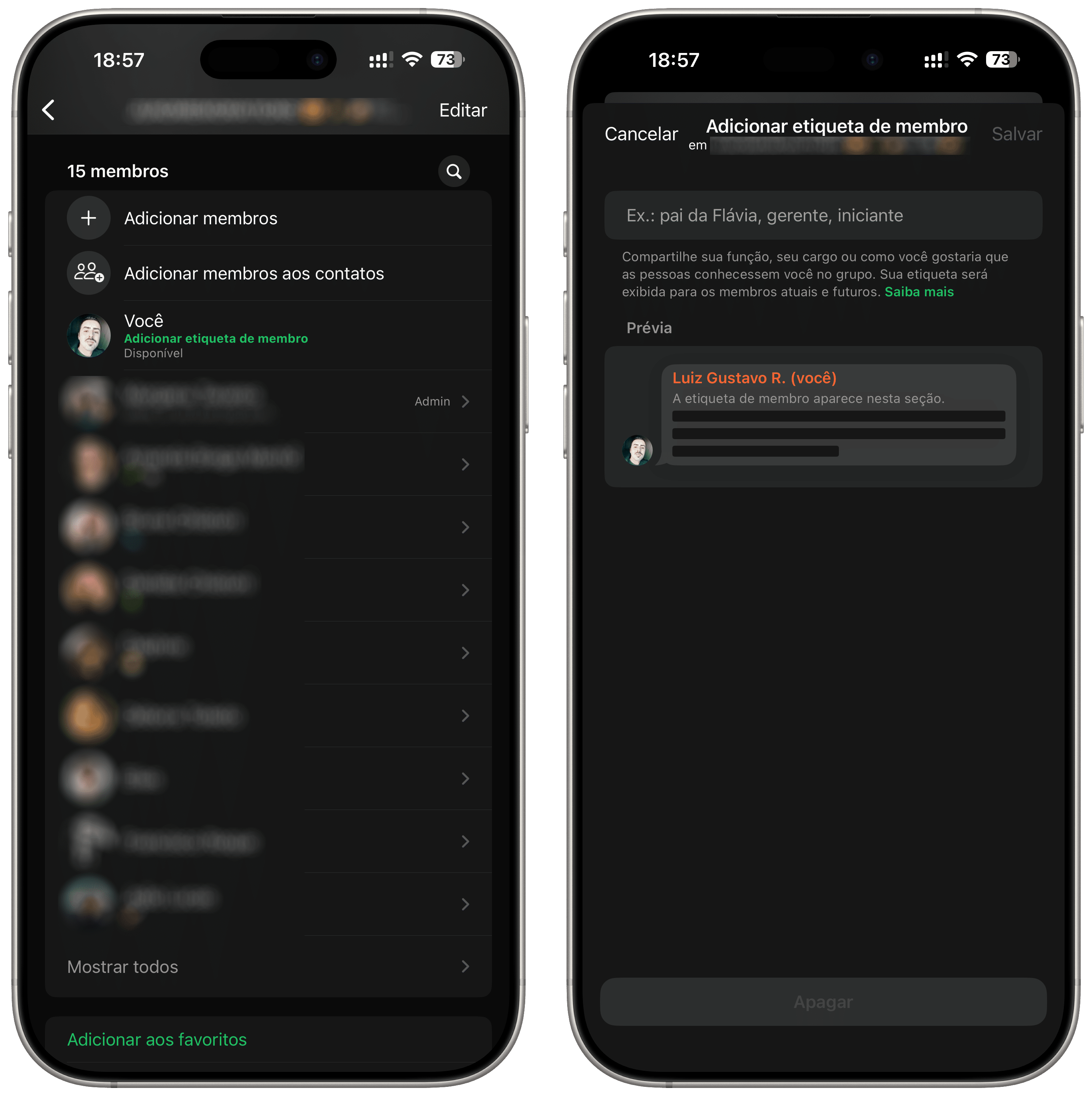 Etiqueta para membros de grupos do WhatsApp
